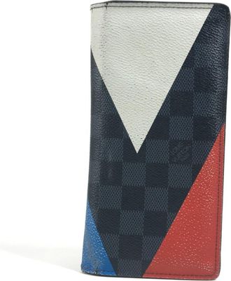 Louis Vuitton Blue Navy Red Color White Long Wallet (Bi-Fold) (Pre-Owned)