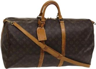 Louis Vuitton Tweedehands Canvas Louis Vuitton tassen - Dames - Vintage Weekendtas - Bruin - ONE Size - Leer - Vintage