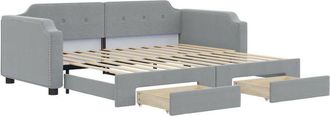 vidaXL Daybed with Trundle&Drawers without Mattress Light Grey 90x190 cm Single vidaXL