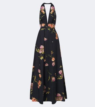 Elie Saab Vestido largo de popel&iacute;n de algod&oacute;n floral