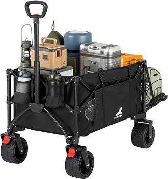 Woltu Woltu Carrito Plegable, 205 L, Carrito De Camping, Estante Trasero Plegable, Vers&aacute;til, Negro / 130 Kg