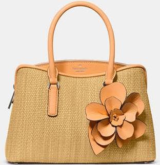 Kate Spade New York Thompson Street Straw Small Satchel Bag With Charm