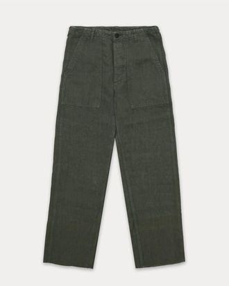 Fortela Newfatiguetv Fatigue Linen Trousers in Military Green at Nordstrom, Size 27 Eu