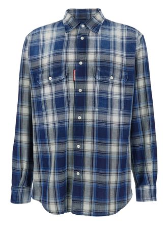 Dsquared2 Canadian Vintage Blue/White Plaid Cotton Shirt