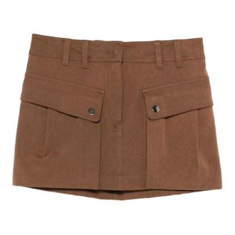 Andamane Rokken, Dames, Bruin, S, Katoen, Bruine Cargo Mini Rok Italië