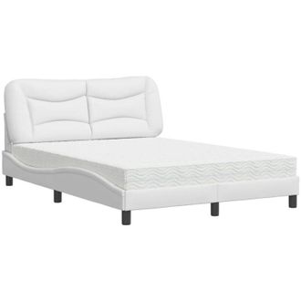 vidaXL Vidaxl - Cama Con Colch&oacute;n Cuero Sint&eacute;tico Blanco 140x190 Cm