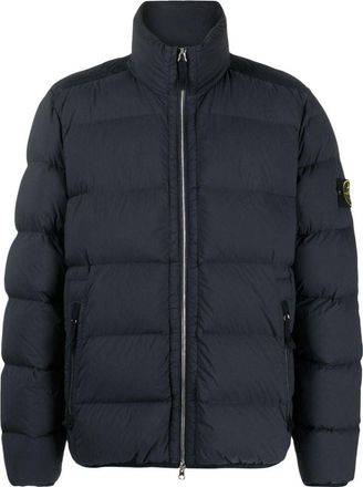 Stone Island Street Style Plain Logo Down Jackets Navy Blue 791544028-V0020
