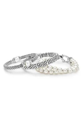 Lagos Set of 3 Bracelets in Silver at Nordstrom, Size 7
