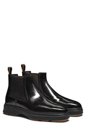 Santoni Lug Sole Chelsea Boot in Black-N01 at Nordstrom, Size 10.5