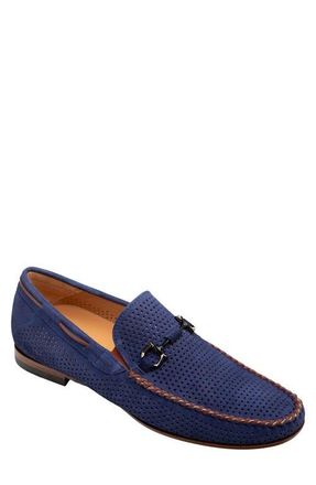 Mezlan Tarraco Perforated Suede Bit Loafer in Blue at Nordstrom, Size 11.5
