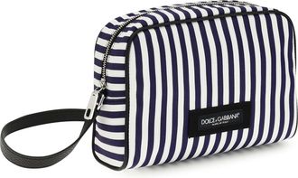Dolce & Gabbana Mens Striped Poplin Handbag Bianco-Blue Handbags Bianco/blue Hand Bags