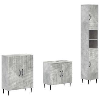 vidaXL Juego De Armarios De Ba&ntilde;o De 3 Piezas Haarlem Gris Hormig&oacute;n Vidaxl