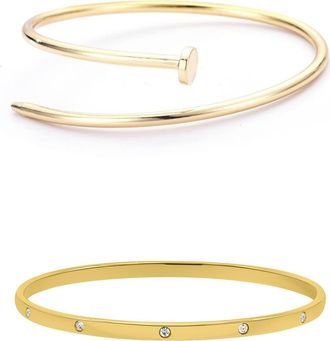 Adornia Set of 2 Assorted Bracelets in Gold at Nordstrom Rack