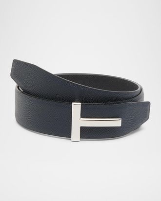 Tom Ford Men & apos;s Signature T Reversible Leather Belt