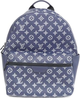 Louis Vuitton Monogram Shadow Black Navy Leather Backpack (Pre-Owned)