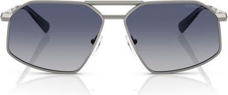 Michael Kors 60mm Irregular Sunglasses in Shiny Gunmetal /Blue Gradient at Nordstrom