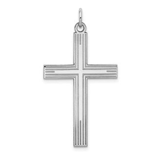 Diamond2Deal 14K White Gold Laser Designed Cross Pendant