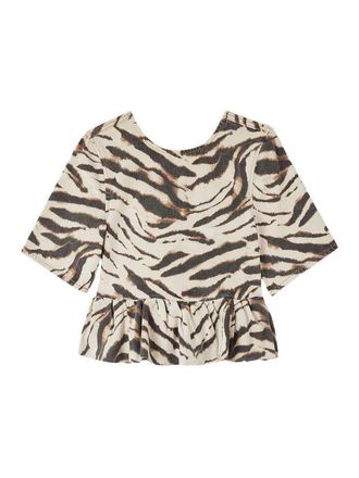 Ganni Zebra Print Organic Cotton Top