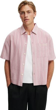 Cotton On Mens Ventura Short Sleeve Shirt in Berry Stripe Emb at Nordstrom, Size Xx-Large