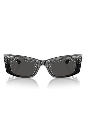 Jimmy Choo London 55mm Pillow Sunglasses in Black /Dark Grey at Nordstrom
