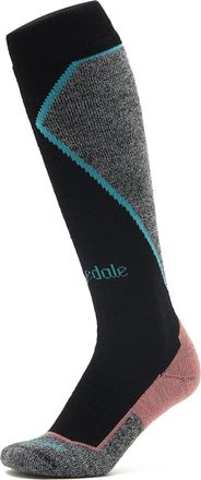 Bridgedale Womens Ski Midweight-Pattern Socks, Black/Coral, M