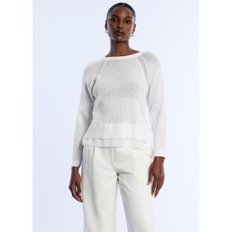 BCBGeneration Pointelle Knit Sweater in Chalk at Nordstrom, Size Large