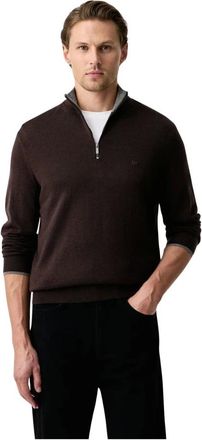 Michael Kors Maglione in lana con mezza zip - - Knitwear - Uomo - Marrone - L