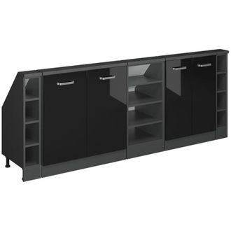 Vicco Set di mobili sottotetto Rion, Nero lucido/antracite, Set di 5, Vicco
