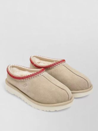 UGG suede round toe slippers rubber sole trim