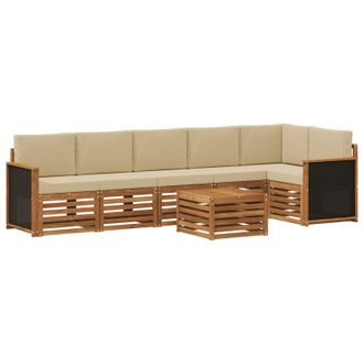 vidaXL Conjunto De Sof&aacute; Seccional Con Coj&iacute;n 6 Pcs Natural Vidaxl