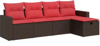 vidaXL Vidaxl - Set Divano Da Giardino 5 Pz Con Cuscini Marrone In Polyrattan