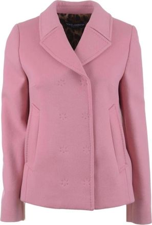 Dolce & Gabbana Stijlvolle Jas - Dames - Blazers - Roze - M - Katoen - Jassen