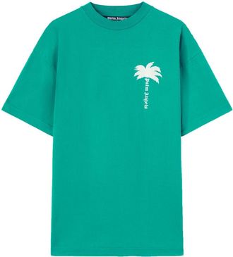 Palm Angels Palm Tree-print cotton T-shirt - men - Cotton - S - Green