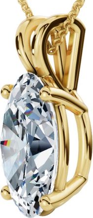 Pompeii3 Oval Solitaire Diamond 4-Prong Pendant 14k Gold 18 Necklace Lab Grown