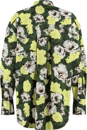 Msgm Womens Printed Cotton Shirt Green