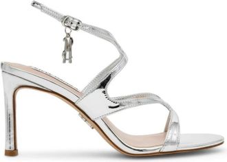 Steve Madden Zilveren Patentleren Enkelband Hakken - Dames - Sandalen met hakken - Grijs - 38 1/2 EU - Schoenen