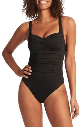 Sea Level Australia Twist Front Multifit One-Piece Swimsuit in Black at Nordstrom, Size 14 Us