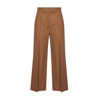 Max Mara Pantalones Anchos Acortados - Trousers - Mujer - Marr&oacute;n - XS