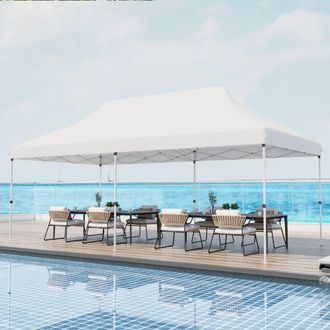 Costway Costway 3M x 6M Pop-up Canopy Tent Folding Instant Sun Shelter w/ Carrying Bag in White