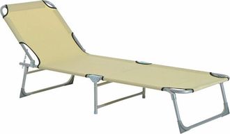 OUTSUNNY Cama De Camping Plegable Tumbona Plegable Con Respaldo Ajustable En 4 Niveles Carga 120 Kg Para Playa Jard&iacute;n Piscina Senderismo 187x58x28 Cm Beige
