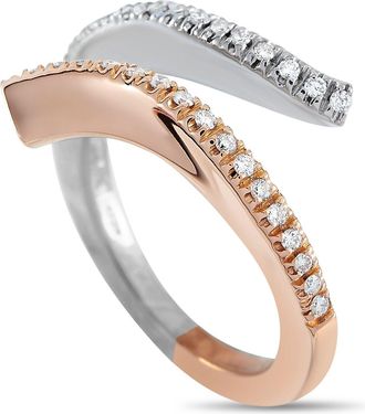 Damiani 18K White and Rose Gold Diamond Bypass Ring DM06-103025