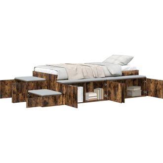 vidaXL Cama con almacenamiento Roble ahumado 234 x 103 x 53.5 cm Vidaxl