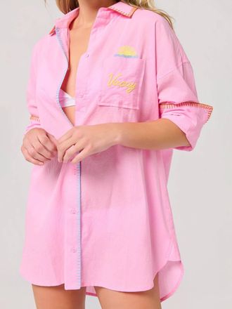 Shiraleah Vacay Cover Up Shirt In Pink
