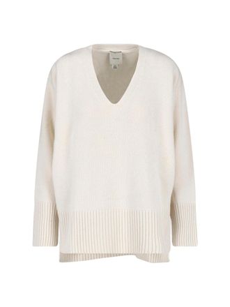 Calvin Klein White Wool Asymmetrical Hem Sweater