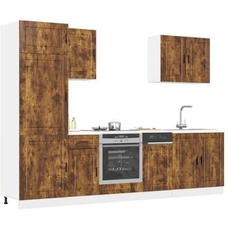 vidaXL Vidaxl - Conjunto De Armarios De Cocina porto De 7 Piezas De Madera De Ingenier&iacute;a De Roble Ahumado