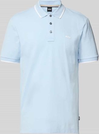 HUGO BOSS Regular Fit Poloshirt mit Label-Print Modell Parlay in Bleu, Größe XXXL