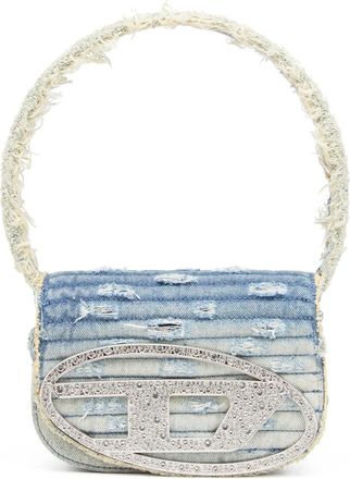 Diesel 1dr Denim Shoulder Bag With Used Effect-Donna