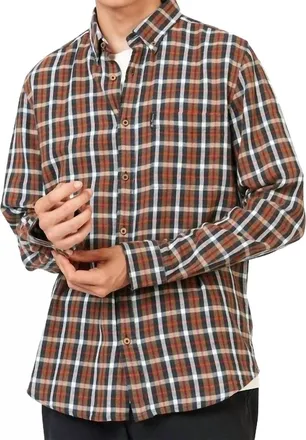 Ben Sherman Herringbone Check Long Sleeve Shirt In Ginger