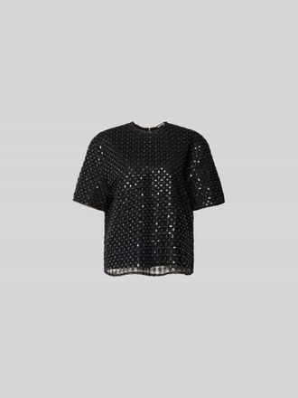 Rotate Oversized T-Shirt mit Ziersteinen in Black, Gr&ouml;&szlig;e 34