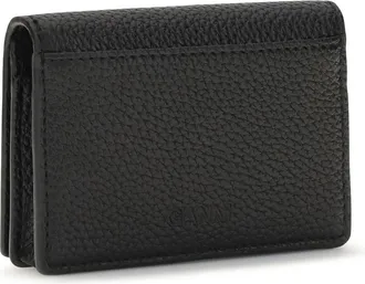 Ganni Womens Bou Card Holder With Flap Grained Black Wallet